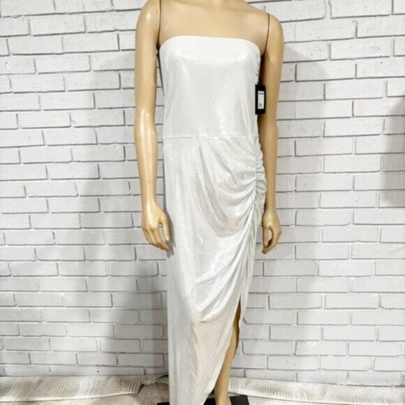 Norma Kamali Pearl Strapless Side Drape Gown — Size XL - Picture 1 of 13